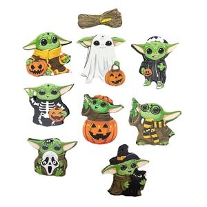 24 Pc Baby Yoda Halloween Wooden Hanging Ornaments Star Wars Yoda Baby Halloween